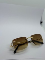 Cartier Big C Without Diamond Cut Brown Frameless Lens with Gold Frame