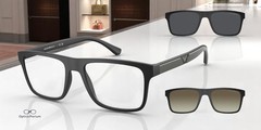 EMPORIO ARMANI EA4115 58531W Rectangle Matte Black Clear 54 mm Men’s Sunglasses