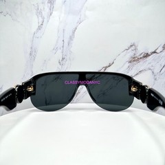 VERSACE Sunglasses Shield New Black Italy Gold Mask Medusa Runway