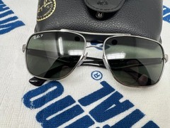 Ray-Ban RB3483 004/58 Gunmetal Black Square Polarized Sunglasses 60mm Case