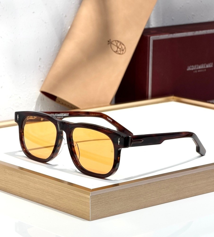 JACQUES MARIE MAGE Dewitt 10mm Acetate Sunglasses Dark Havana Orange Amber Lens
