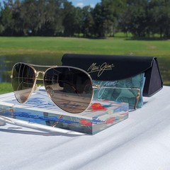Maui Jim “MAVERICKS” 264-16 Gloss Gold Frames/ Bronze Lenses/ TITANIUM AVIATORS!