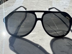 Gucci GG1042S Aviator Sunglasses Black Plastic Frame Gray Tinted Lenses 145mm