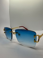 Cartier Big C Without Diamond cut Blue Frameless Lens with Gold Frame