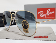 New Ray-Ban RB3025 Aviator Pilot Sunglasses Gold Frame 58mm Glass Blue Lens 58mm