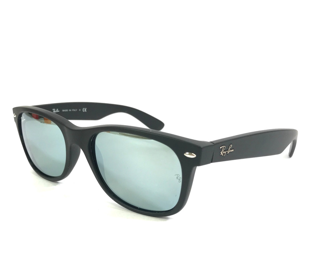 Ray-Ban Sunglasses RB2132 NEW WAYFARER 622/30 Black Rubber w Silver Flash 55 mm