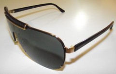 VERSACE Aviator Pilot Shield Gold Metal/Black Sunglasses VE 2140 1002/87 135 mm