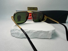 Ray-Ban RB4413 Navigator Sunglasses, Black & Gold Frame, Green G-15 Lens