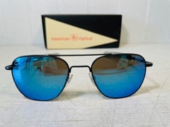 AO AMERICAN OPTICAL Original Pilot Black Frame w55mm Blue Mirror Nylon Lens $260