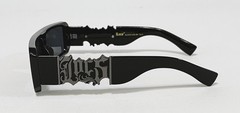 LOCS Sunglasses Big LOCS Logo Flat Top Black Plastic Frame Dark Shield Lenses.