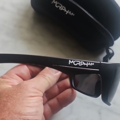 MORPHAIM P535 Polarized Wrap Sunglasses Black Frame Gray Tinted Lenses