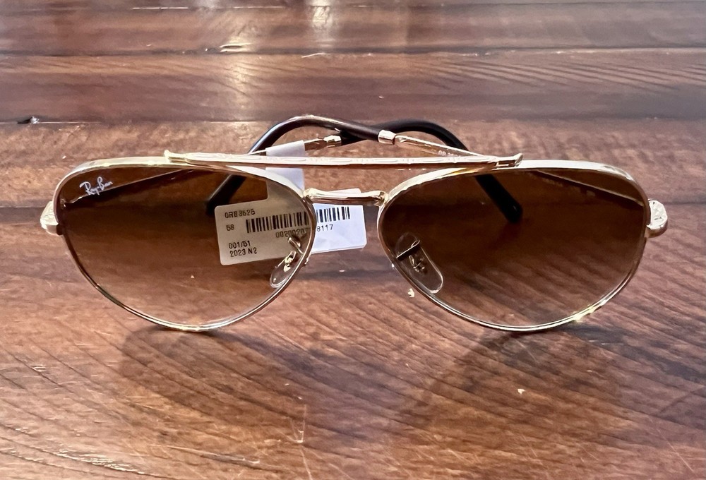 NEW RayBan NEW AVIATOR Arista Gold + Light Brown Gradient Lens RB3625 001-51