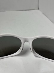 Bimini Bay White Plastic Wrap Solid Pattern Blue Plastic Lens Sunglasses Men