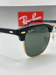 Ray-Ban RB3016 Clubmaster W0365 Black/Gold Frame Green G-15 Lens 51mm Sunglasses