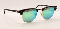 Ray-Ban RB3016 Clubmaster 1145/19 Blue Flash Mirror Sunglasses 51-21 Havana Gold