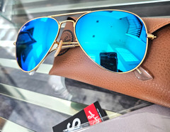 Ray-Ban Aviator RB3025 58MM AQUA Blue CRYSTAL Mirrored sunglasses GOLD FRAME