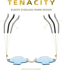 ENTHYI Mushroom Shape Sunglasses for Women Irregular Rimless Eyewear Blue