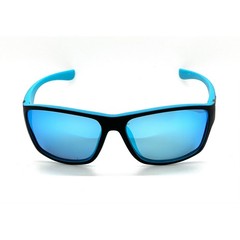 Blue Mirrored Lens Sunglasses Black Frame Sport Style Fashion Eyewear Polarized