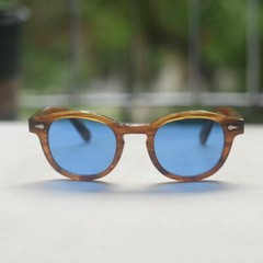 Vintage blue polarized sunglasses johnny depp dark blonde acetate glasses unisex