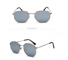 Men Sunglases Hexagon Sunglasses New Women Metal Frame Fishing Glasses Gold Tea