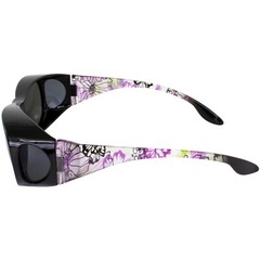Global Vision Eyewear Fanfare2 FitOver Sunglasses Purple Floral Frame Smoke Lens