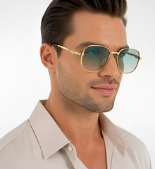 Sunglasses Men Fashion Retro Style Square Gold Frame Classic Designer Pilot 2026