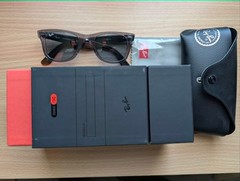 Ray-Ban original wayfarer classic 50-22 Custom Blue Lenses Transparent Grey