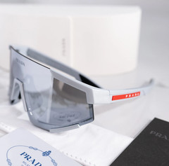 PRADA 04W Linea Rossa IMPAVID Sport Sunglasses Gray Pilot Wrap Unisex PS04WS