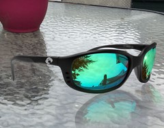 Costa Del Mar Brine Matte Black Frame Green Mirror 580 Glass Polarized Lens New