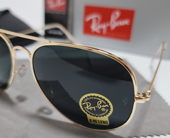 Ray-Ban RB3025 Aviator Pilot Sunglasses Gold Frame Glass Gradient Blue Lens 58mm