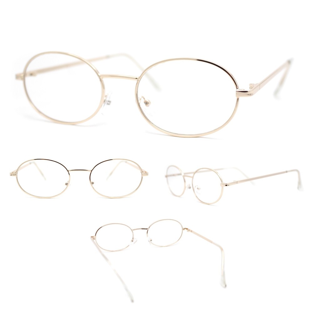 Classic Retro Oval Round Metal Rim Clear Lens Eyeglasses Gold – Clear