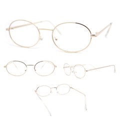 Classic Retro Oval Round Metal Rim Clear Lens Eyeglasses Gold – Clear