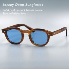 2026 MEN’S dark blonde glasses blue polarized sunglasses Johnny Depp glasses