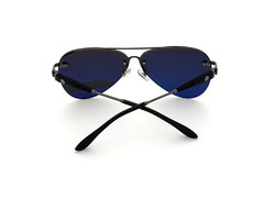 Polarized Mercedes Rimless Metal Aviator Sunglasses Gunmetal Smoke Lens MB20