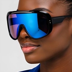 FUTURISTIC OVERSIZED ONE PIECE SHIELD LENS WRAP AROUND SPORT DESIGNER SUNGLASSES