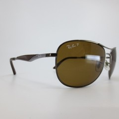 Ray-Ban RB3519 029/83 Gunmetal Aviator Sunglasses Polarized Brown Lens 59mm