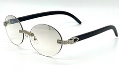 Slim Oval Round Rimless Wood Luxury Sunglasses HIP HOP Buffs Shades Rapper New
