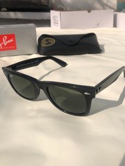 Ray-Ban RB2140 Original Wayfarer Black Sunglasses G-15 Green 50-22 BRAND NEW NWT
