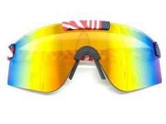 Oversized RETRO WRAP SUN GLASSES Big Patriotic American USA Flag Frame Gold Lens