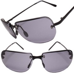 Semi Rimless Vintage Classy 80s 90s Look Black Aviation Sunglasses