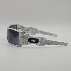 Oakley Oil Rig 03-461 White Text Print Grey Lens Made USA Pre-Luxottica Rare