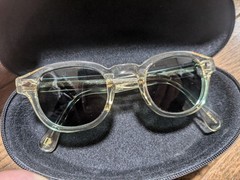 Moscot Lemtosh Flesh 44 24 140 Clear Frame Green Lens Glasses Made Japan Rare