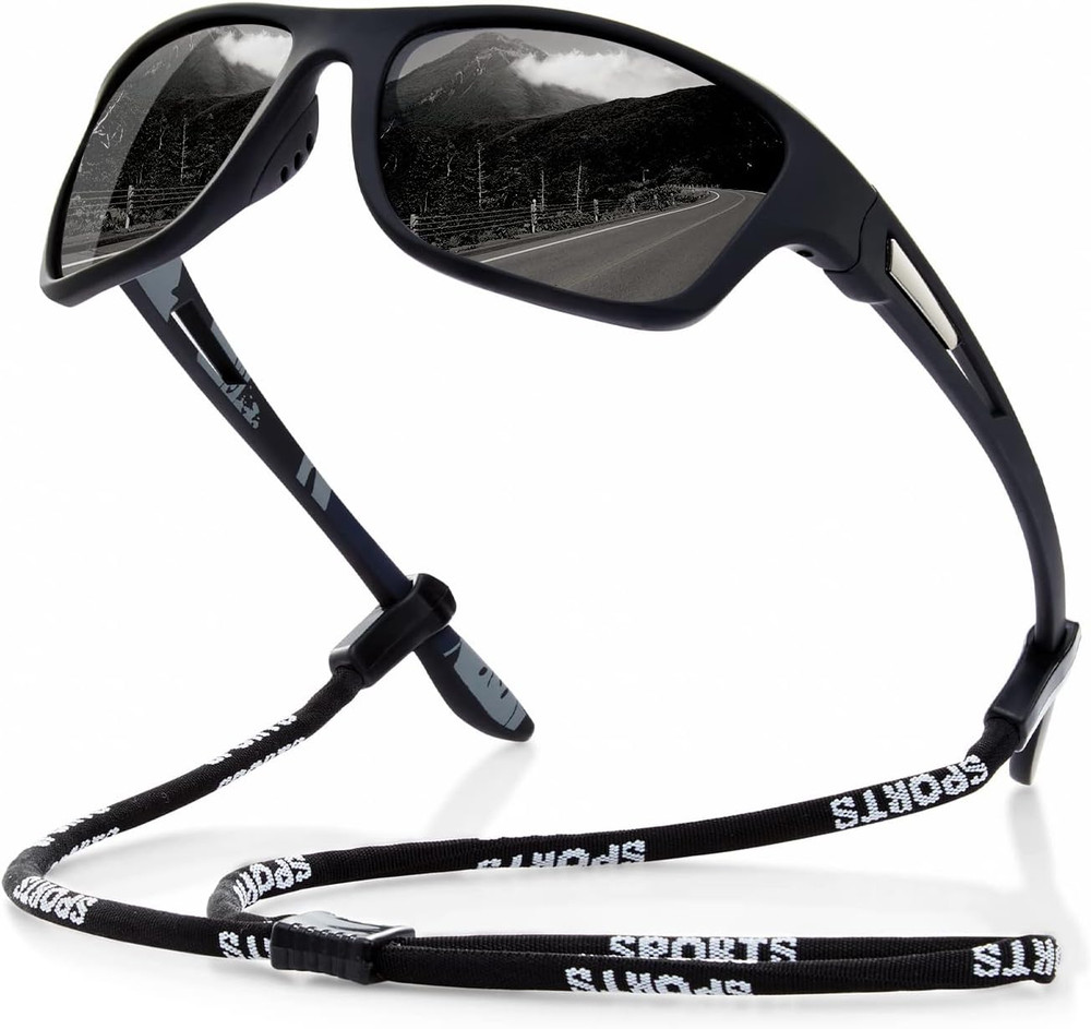 Polarized Sports Sunglasses for Men: UV400 Protection Glasses Wrap around Goggle