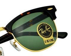 Ray-Ban Sunglasses RB3016 Clubmaster Classic Tortoise Frame Green Lenses 51mm