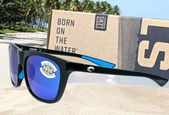 COSTA DEL MAR shiny black/blue mirror CHEECA polarized 580G sunglasses NEW!