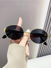 Polarized Retro Oval Sunglasses UV400 Men Women Driving Fishing Outdoor Wear
