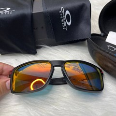 Oakley Holbrook Sunglasses Matte Black Frame Fire Red Polarized Lens UV New