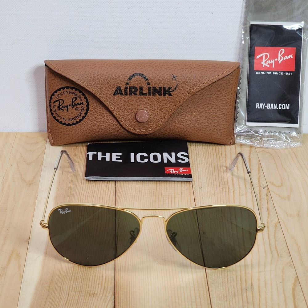 Ray-Ban RB3025 L0205 58-14-135 Large Aviator Sunglasses Green Lens Italy