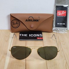Ray-Ban RB3025 L0205 58-14-135 Large Aviator Sunglasses Green Lens Italy