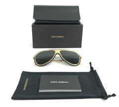Dolce & Gabbana Sunglasses DG2309 02/87 Gold Aviator Frames w/ Dark Grey Lenses